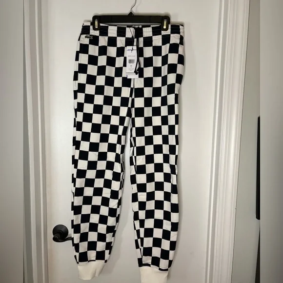 LACOSTE NWT UNISEX LIVE Checkered Jogger Pants - Picture 4 of 7